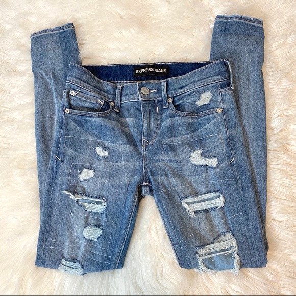 NWOT! Express Mid Rise Ripped Exp Tech Jegging - Picture 2 of 4
